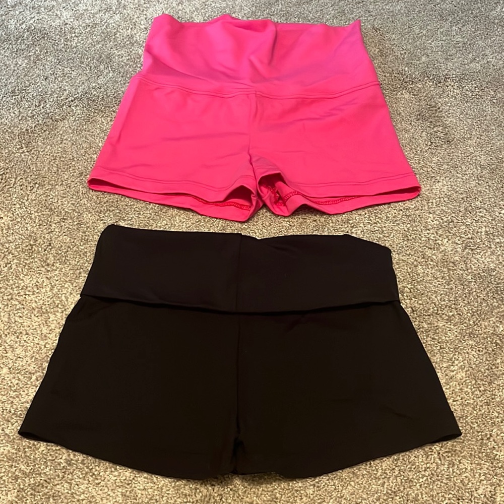 Set of Capezio High Waisted Dance Shorts or fold over top Size M Like New